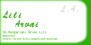 lili arvai business card